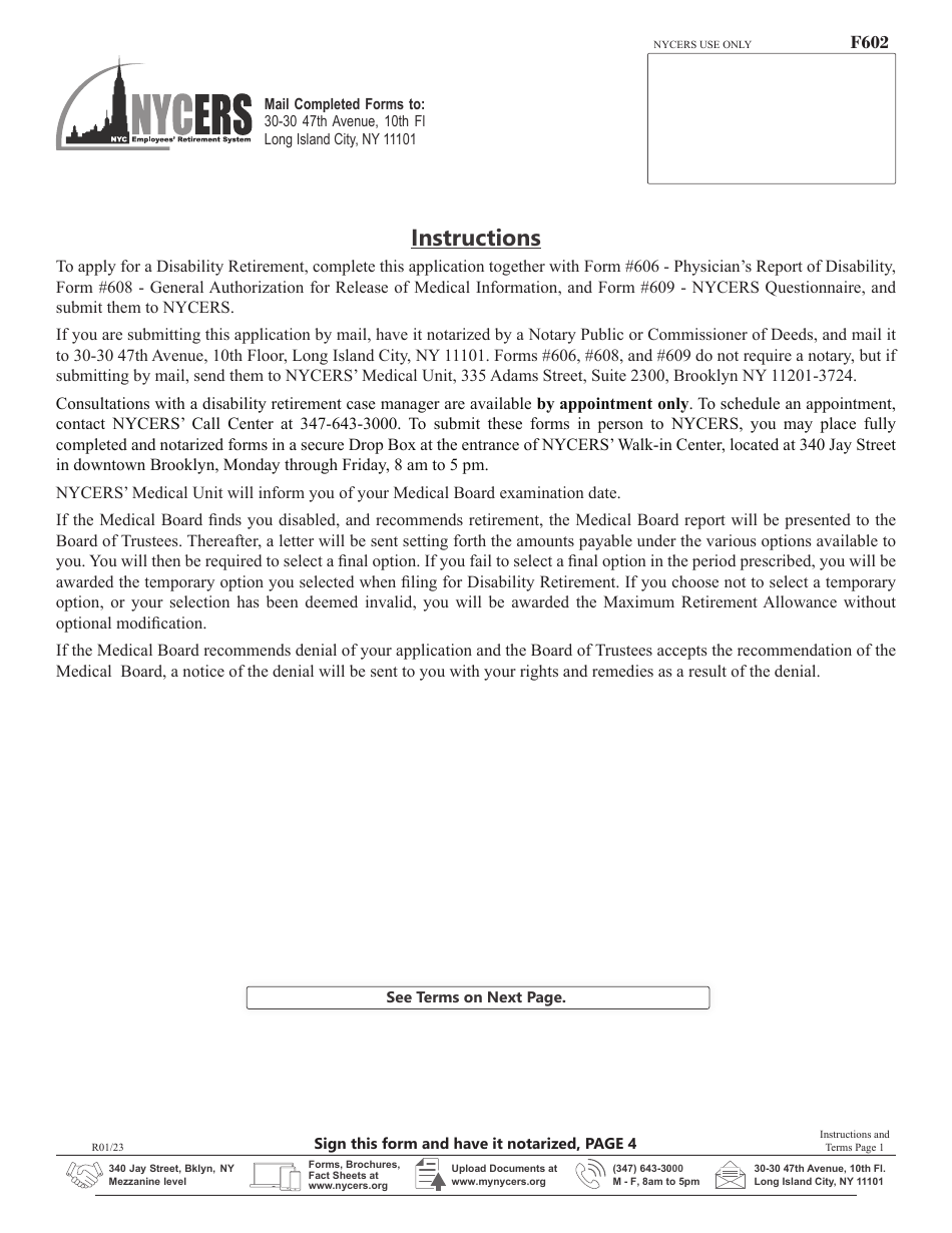 Form F602 Application for Disability Retirement Tier 2 Members - New York City, Page 5