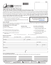 Form F626 Application for Disability Retirement 22-year Plan Members Enhanced Disability Benefit Participants Only - New York City