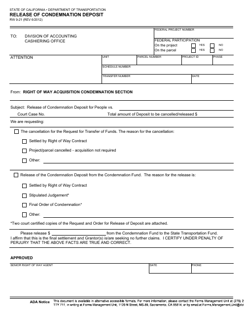 Form RW9-21  Printable Pdf