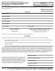 Document preview: Form RW11-18 Certificate of Insurance With Endorsement for Lease of State-Owned Property - California