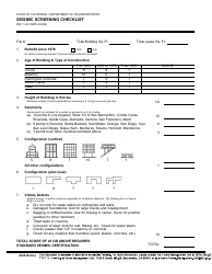 Document preview: Form RW11-29 Seismic Screening Checklist - California