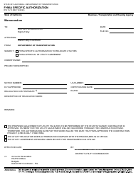 Document preview: Form RW13-15 Fhwa Specific Authorization - California