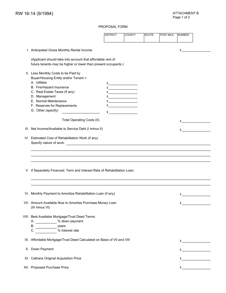 Form RW16-14 Request for Proposal Department of Transportation Disposal of Properties - California, Page 6
