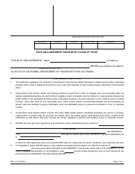 Document preview: Form RW16-16 Note and Agreement Secured by a Deed of Trust - California