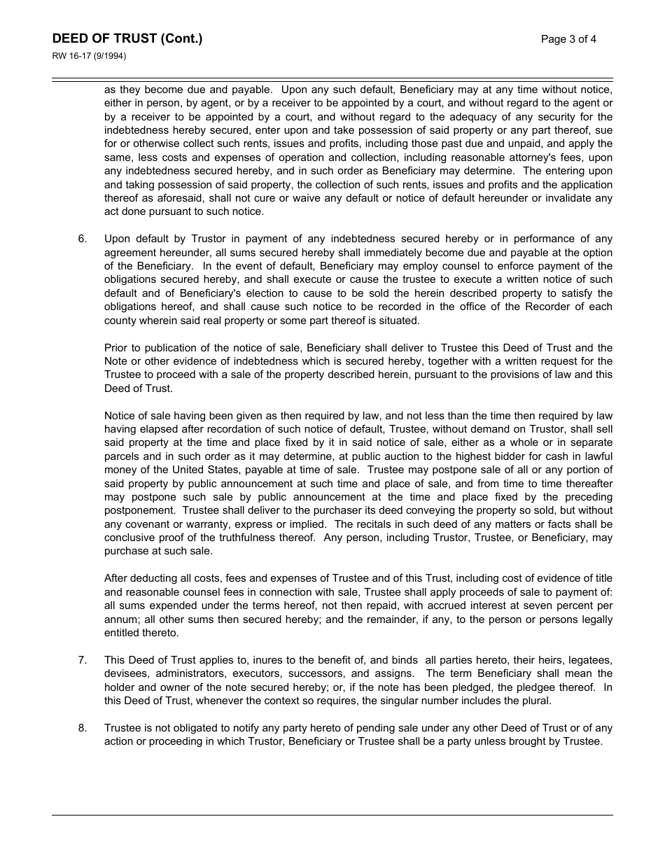 Form RW16-17 Deed of Trust - California, Page 3