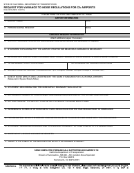 Document preview: Form DOA-0618 Request for Variance to Noise Regulations for Ca Airports - California