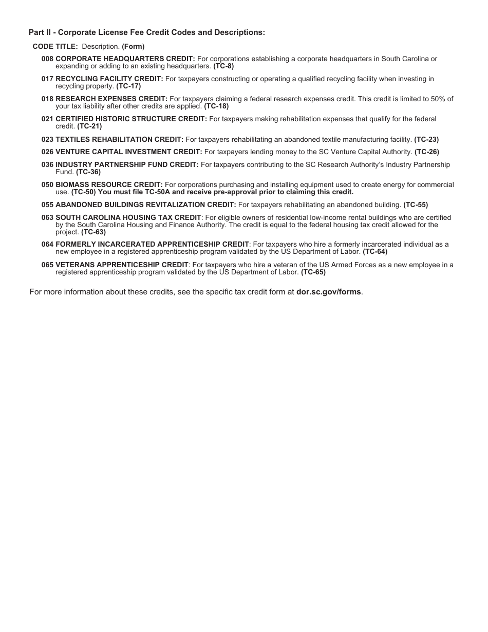 Form SC1120-TC Corporate Tax Credits - South Carolina, Page 5