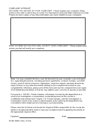 Form HSMV84901 Consumer Complaint Form - Florida, Page 2