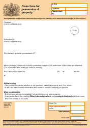 Document preview: Form N5 Claim Form for Possession of Property - United Kingdom