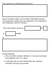 Form N5 Claim Form for Possession of Property (Large Print) - United Kingdom, Page 2