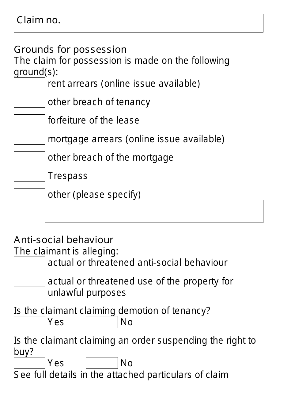 Form N5 Claim Form for Possession of Property (Large Print) - United Kingdom, Page 4