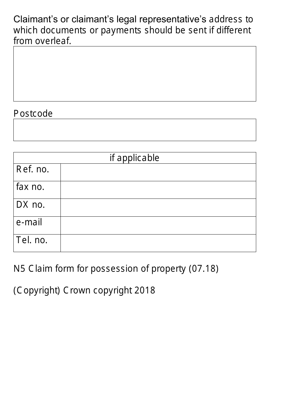 Form N5 Claim Form for Possession of Property (Large Print) - United Kingdom, Page 6