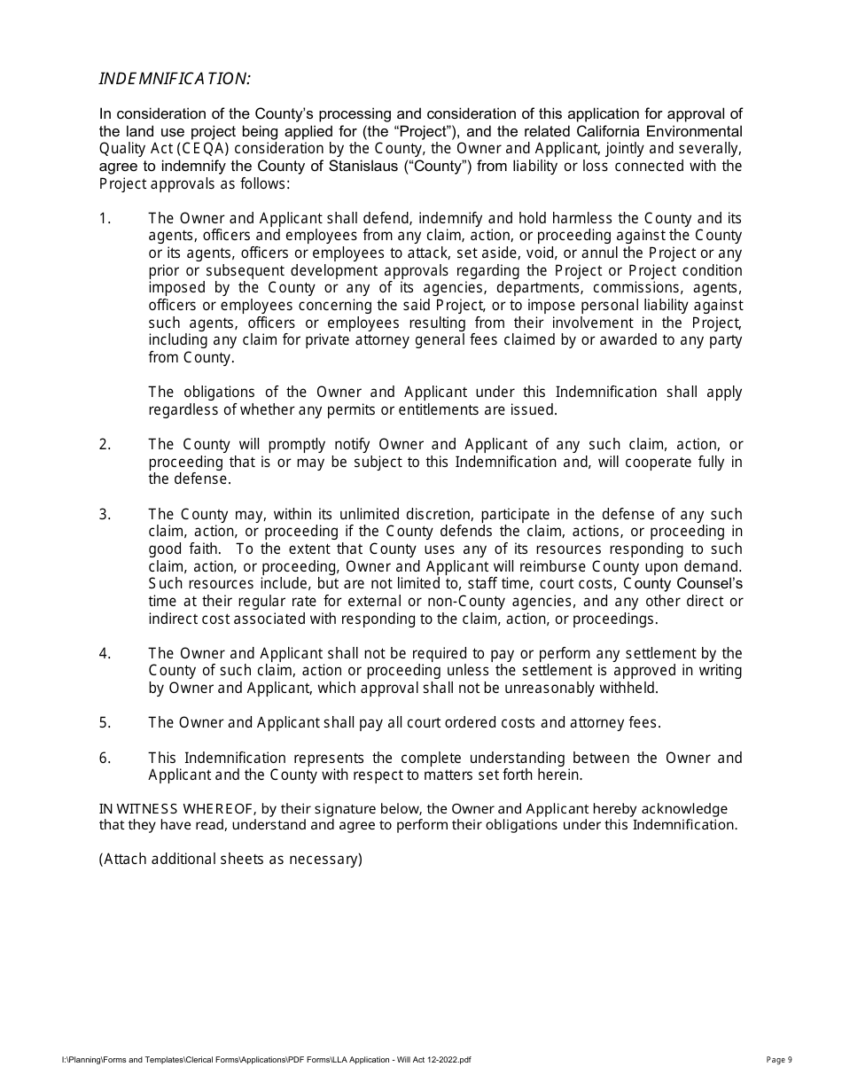 Lot Line Adjustment Application - With Williamson Act - Stanislaus County, California, Page 9