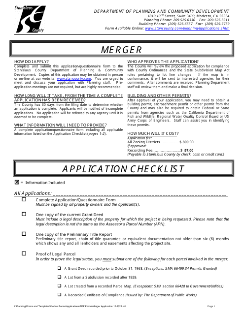 Merger Application - Stanislaus County, California Download Pdf