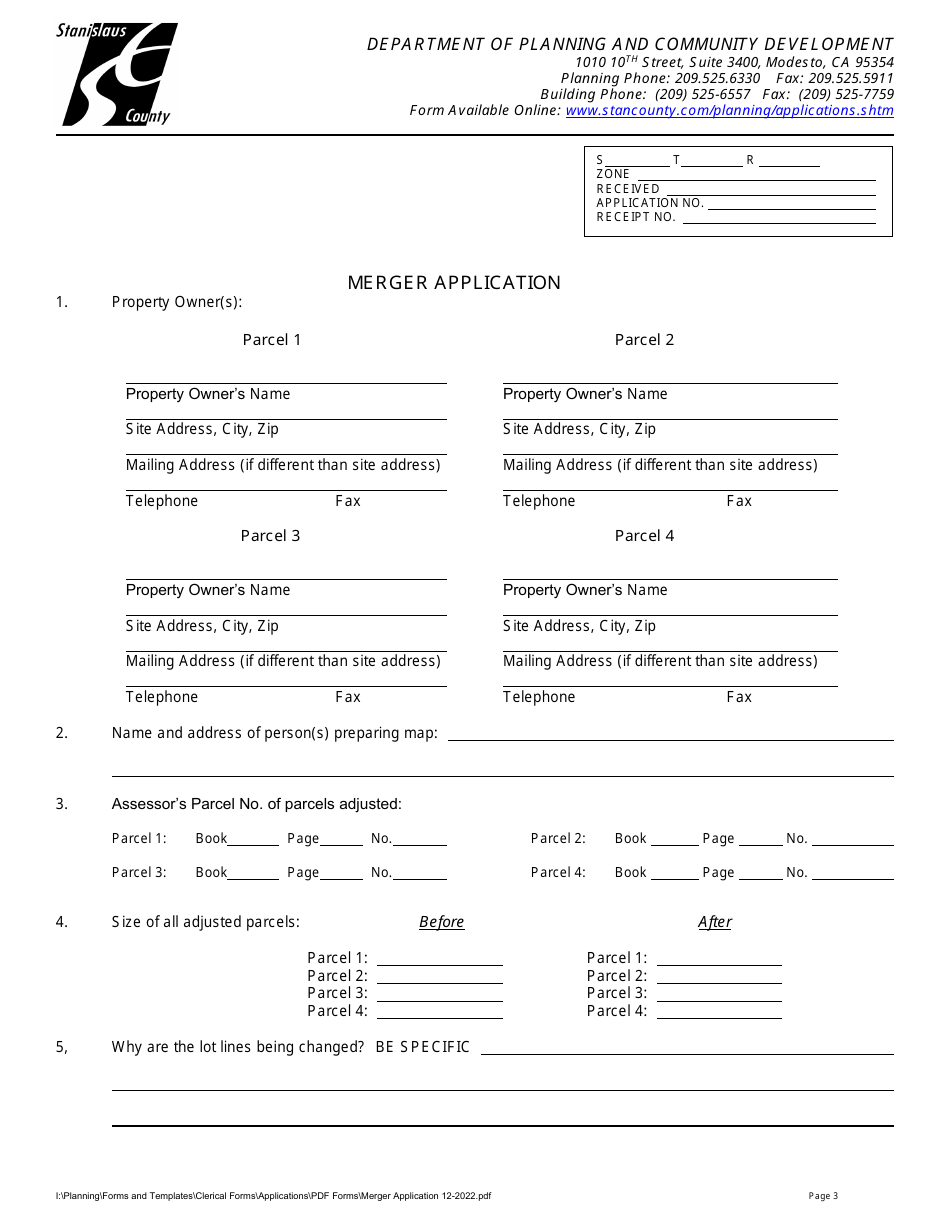 Merger Application - Stanislaus County, California, Page 3