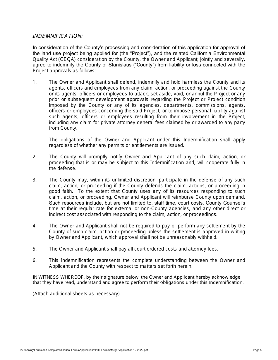 Merger Application - Stanislaus County, California, Page 8