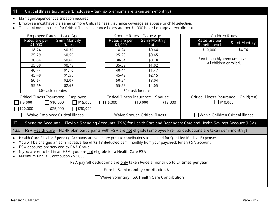 Stanislaus County Benefit Enrollment Form - Stanislaus County, California, Page 5