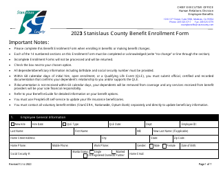 Document preview: Stanislaus County Benefit Enrollment Form - Stanislaus County, California