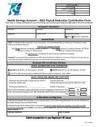 Document preview: Health Savings Account - Payroll Deduction Contribution Form - Stanislaus County, California, 2023