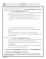 Document preview: Form DS-7669 Affidavit Pursuant to Declaring Domestic Partner Relationship