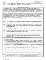 Form DS-2029 Application for Consular Report of Birth Abroad of a Citizen of the United States of America