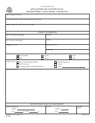 Document preview: Form DS-2038 Application for Certificate of International Educational Character