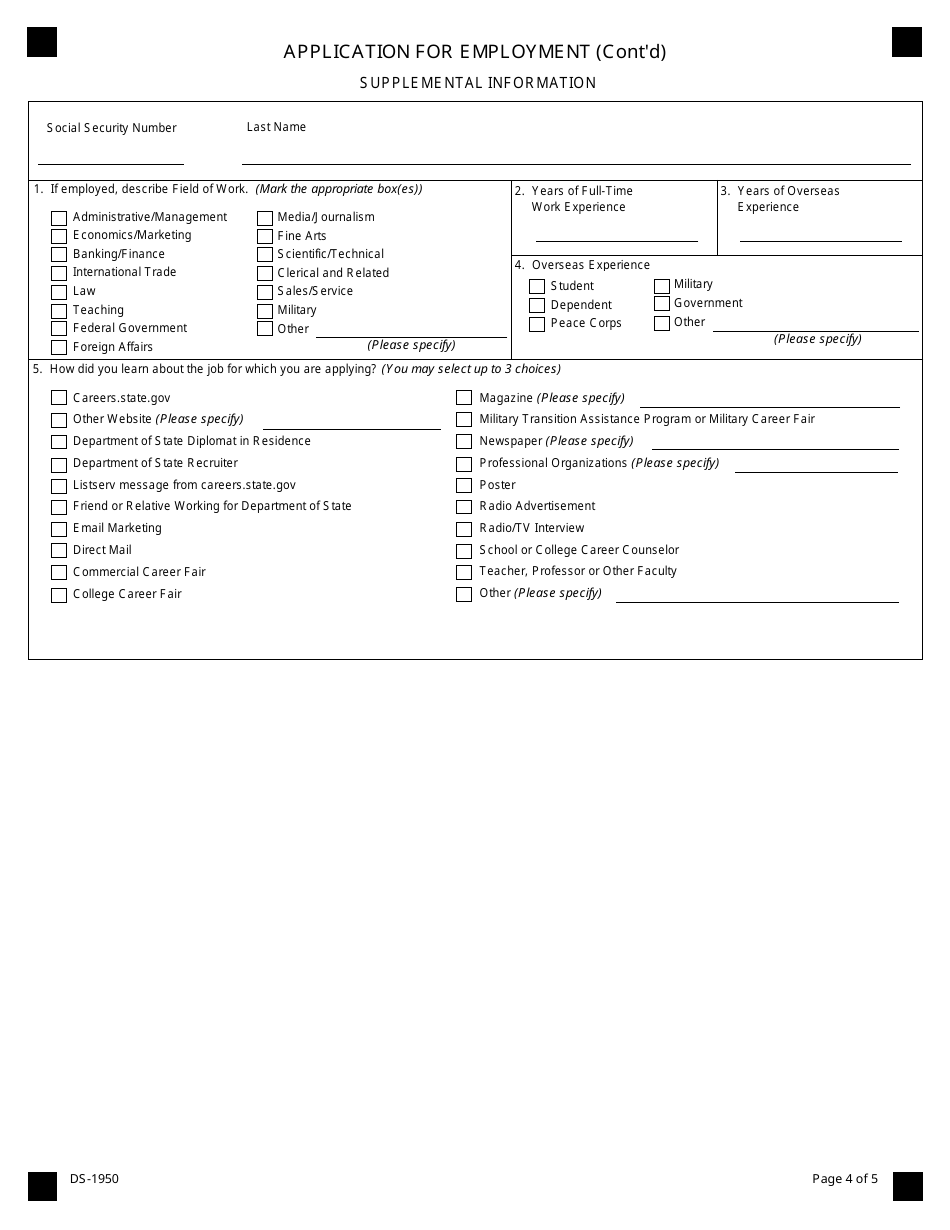 Form DS-1950 Application for Employment, Page 6