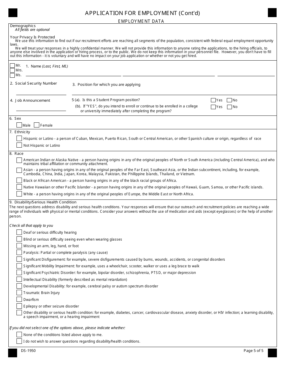 Form DS-1950 Application for Employment, Page 7