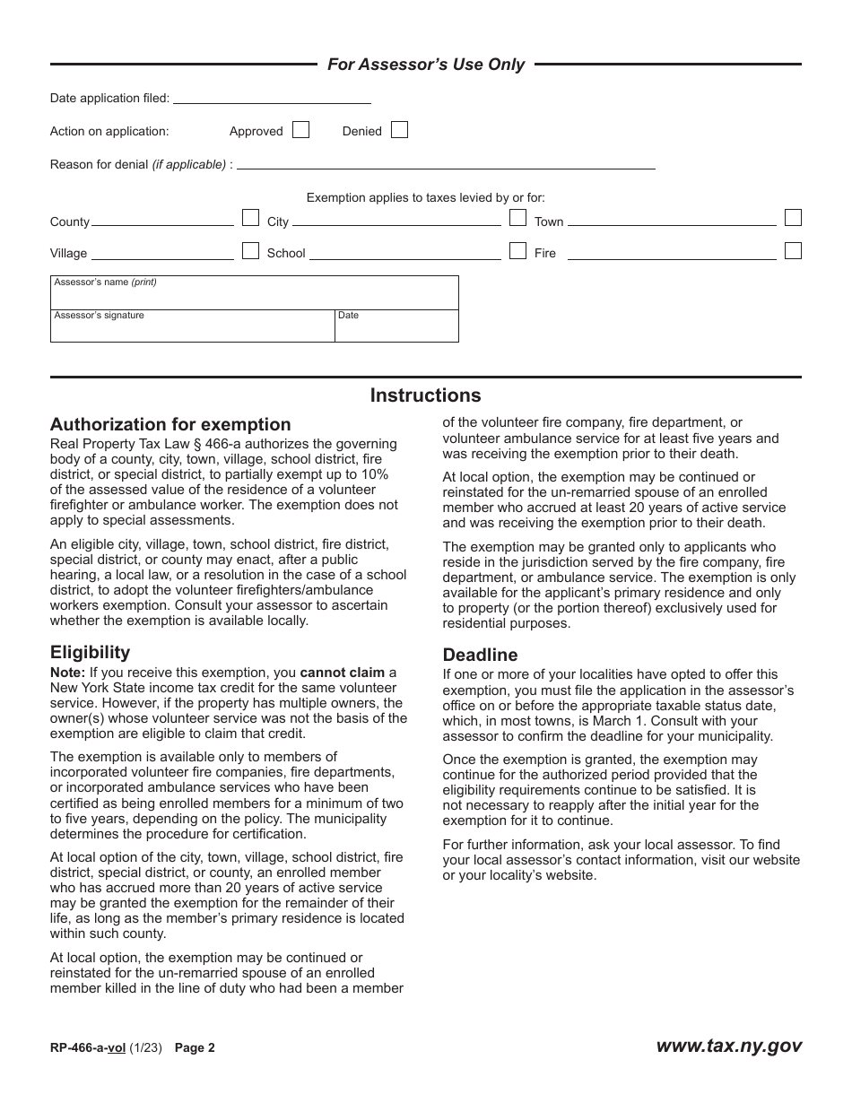 Form RP466AVOL Fill Out, Sign Online and Download Fillable PDF