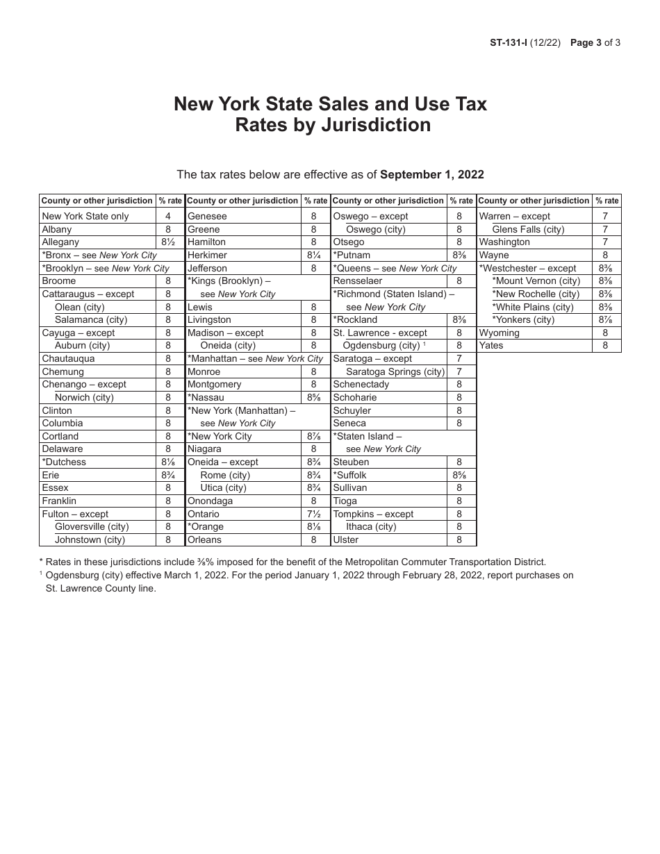 Download Instructions For Form ST-131 Seller's Report Of Sales Tax Due ...