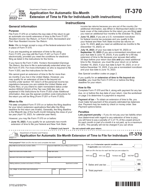 Form IT-370 2022 Printable Pdf