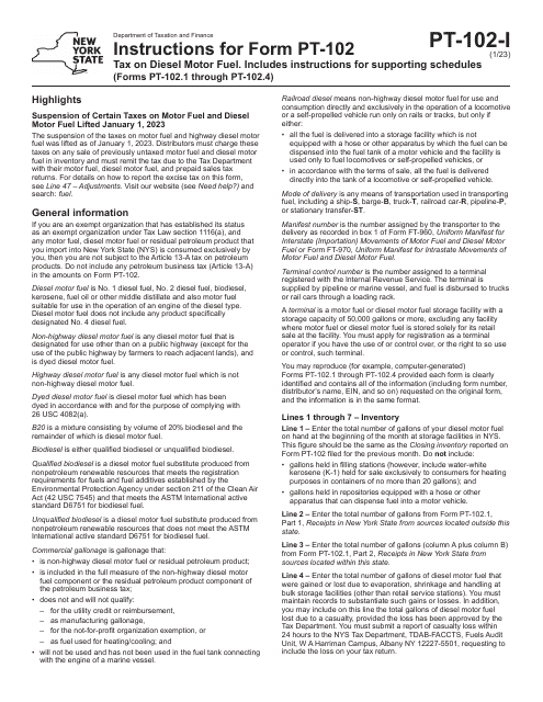 Form PT-102  Printable Pdf