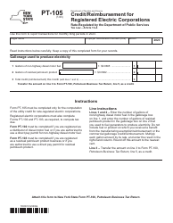 Document preview: Form PT-105 Credit/Reimbursement for Registered Electric Corporations Rate-Regulated by the Department of Public Services - New York, 2023