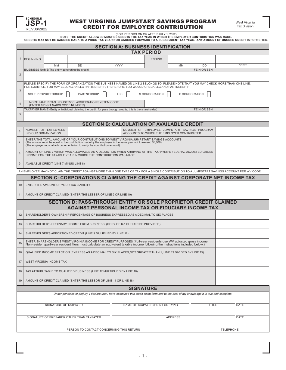 West Virginia West Virginia Jumpstart Savings Program Credit for