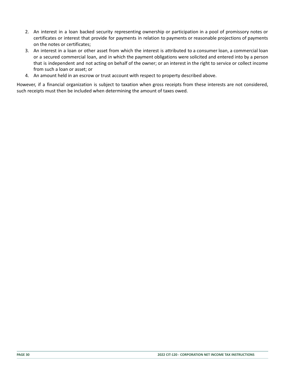 Instructions for Form CIT-120 West Virginia Corporation Net Income Tax Return - West Virginia, Page 30