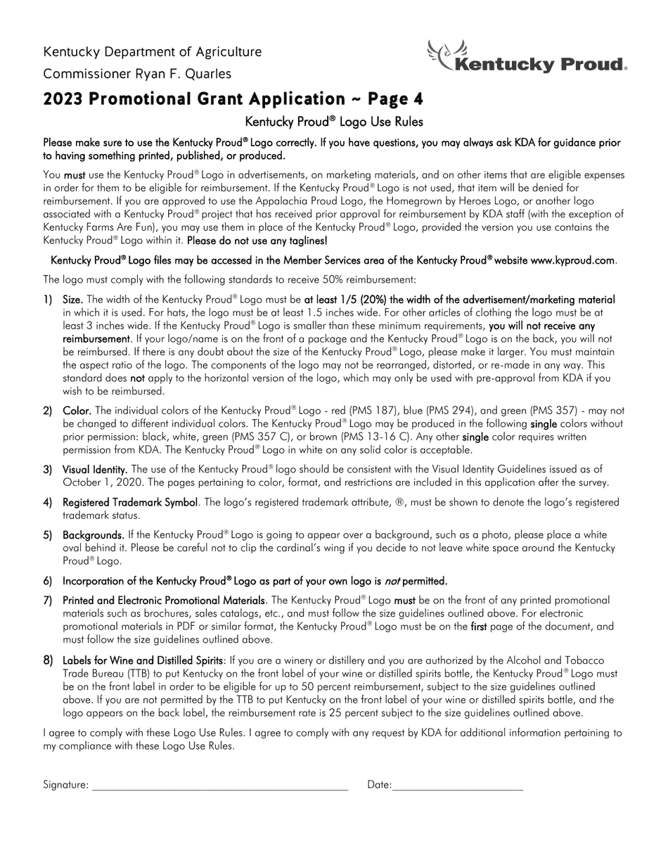 Promotional Grant Application - Kentucky, Page 4
