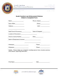 Document preview: Citizen's Complaint Form - South Carolina