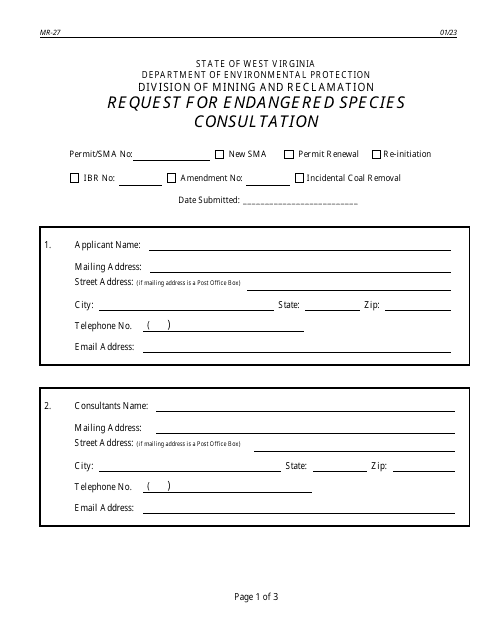 Form MR-27  Printable Pdf