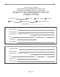 Form MR-27 Request for Endangered Species Consultation - West Virginia