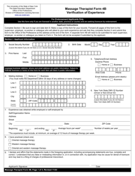 Document preview: Massage Therapist Form 4B Verification of Experience - New York