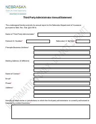 Third Party Administrator Annual Statement - Nebraska