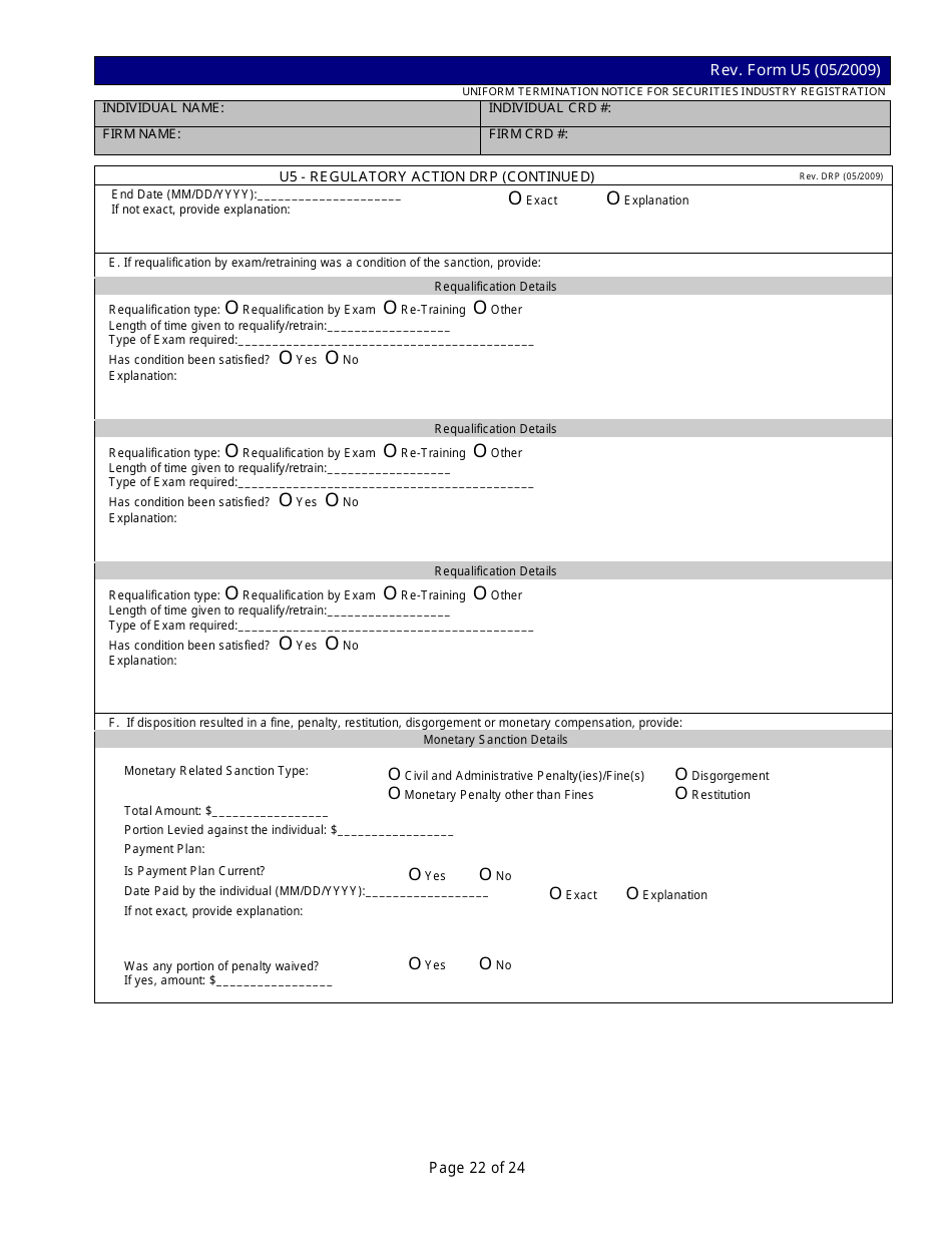 Form U5 - Fill Out, Sign Online and Download Printable PDF | Templateroller