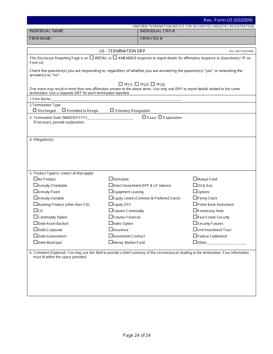 Form U5 - Fill Out, Sign Online and Download Printable PDF | Templateroller