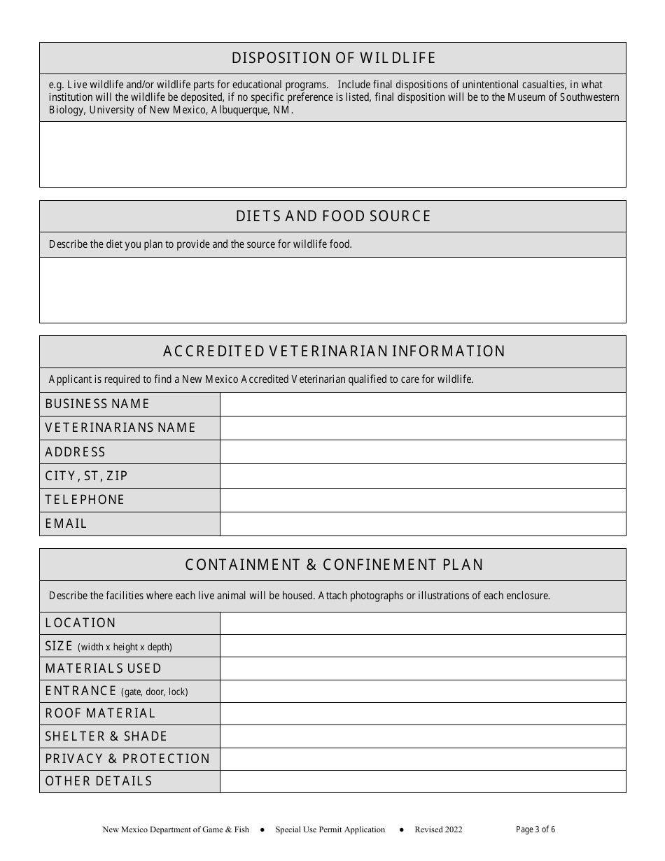 Educational Program Application and Renewal - Use of Protected Wildlife for Educational Purposes - New Mexico, Page 3