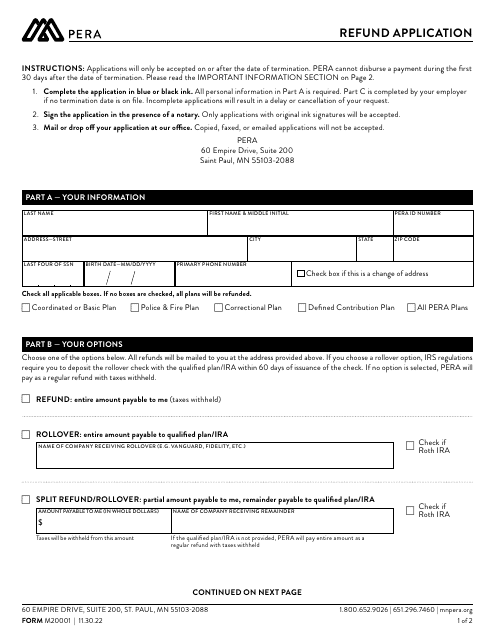Form M20001 Fill Out, Sign Online and Download Fillable PDF