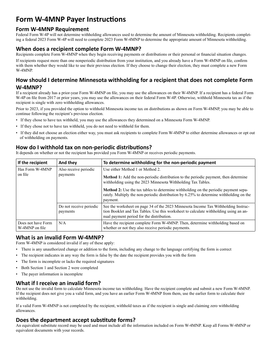 Form W-4MNP Minnesota Withholding Certificate for Pension or Annuity Payments - Minnesota, Page 4