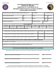 Document preview: Form BOF10-07 Application for Centralized List of Exempted Federal Firearms Licensees (Cleffl) and Exemption Declaration - California