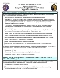 Form BOF031A Dangerous Weapons License/Permit(S) Application Checklist - California, Page 2