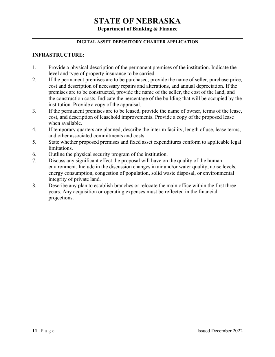 Digital Asset Depository Charter Application - Nebraska, Page 11