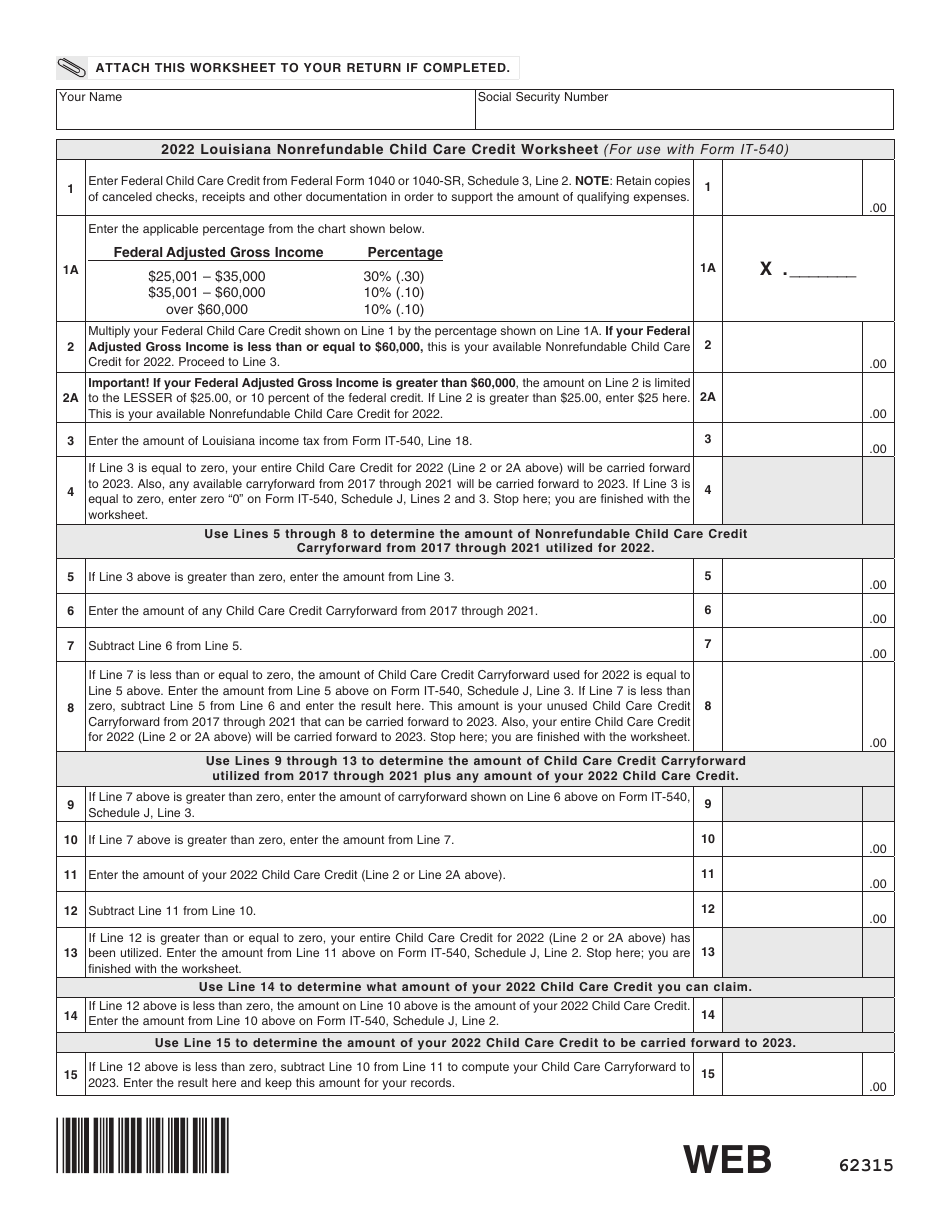 Form IT540 Download Fillable PDF or Fill Online Louisiana Resident